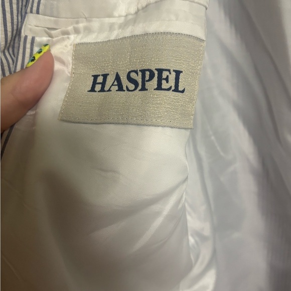 Haspel Blazer Size 42 Long Seersucker Striped Sport Coat 2 Button Preppy Jacket - Picture 7 of 8